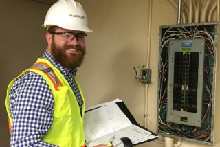 Arcadian Alex Kruger conducting an electrical assessment