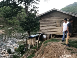 A settlement in rural Laos that are at risk from heavy rain and flooding